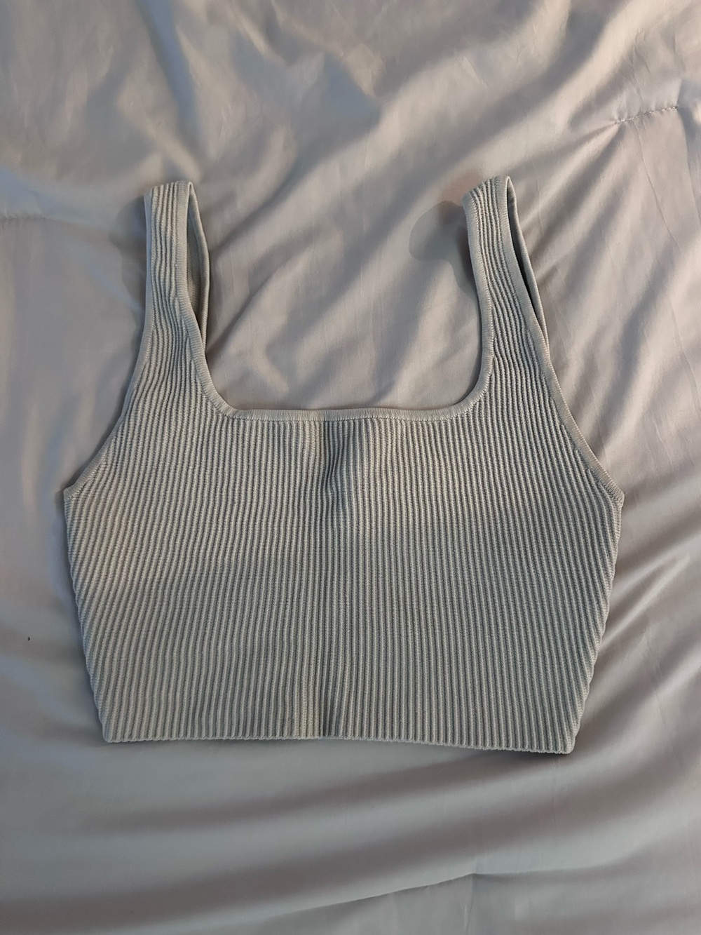 Aritzia Babaton Sculpt Knit Squareneck Cropped Tank Matte Pearl Size 24
